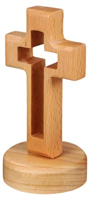 Holzkreuz mit Standfuß, 12 x 6,5 cm, naturfarben