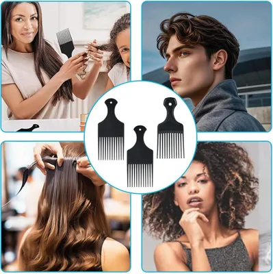 Produktbild von Afro-Haarkamm - 3 Stück - geeignet für lockiges Haar - Kunststoff