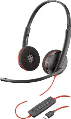 Obrázok produktu pre Poly Blackwire 3220 - Kopfhörer - Kopfband - Büro/Callcenter - Schwarz - Rot - Binaural - SCR-Steuereinheit