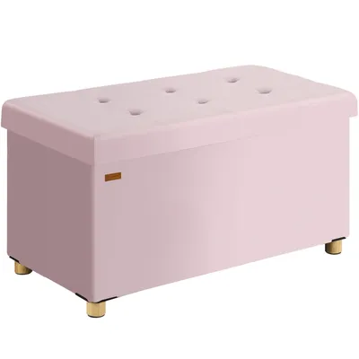 Produktbild von CASARIA® Sitzbank mit Stauraum Rosa Samt mit Holzfüßen Faltbar Sitzbank 300kg Belastbar 76cm Truhe Wohnzimmer Schlafzimmer Flur Diele Truhenbank Bank