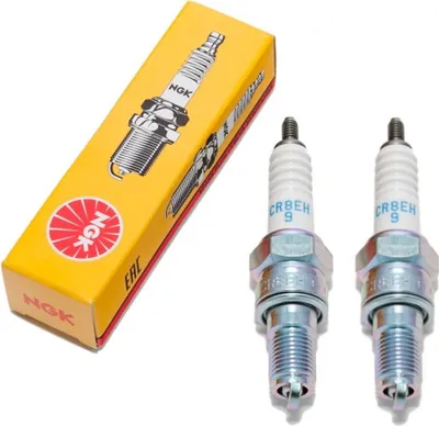 Zdjęcie produktu dla Zestaw świec zapłonowych NGK 2x CR8EH-9 z tłumieniem zakłóceń, długość 19,0 mm, gwint Ø 10,0 mm, 5219 / 5666 / 6791