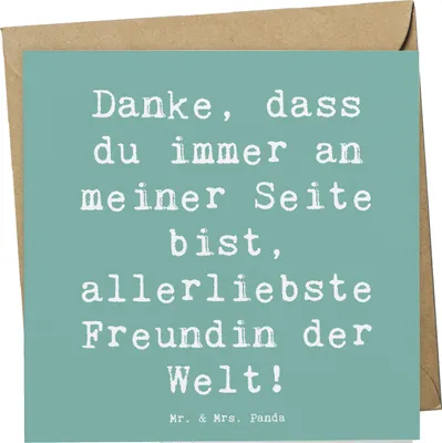 Produktbild von Mr. & Mrs. Panda Klappkarte Spruch Beste Freundin - Meeresbrise - Geschenk, Grußkarte, Aufmerksamkeit, faltkarte, Unterstützung, anlasskarte, Danke sagen, Geschenke
