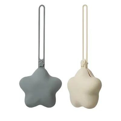 Immagine prodotto di Minicee - Set da 2 contenitori per ciucci in silicone, senza BPA, bianco crema e blu