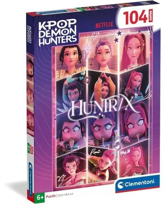 Productafbeelding van Puzzle voor kinderen, Clementoni K-Pop Demon Hunters, 104 stukjes, formaat 48,5 x 33,5 cm, geschikt voor kinderen vanaf 6 jaar, met afbeeldingen van Huntrix, Rumi, Mira en Zoey (Netflix)