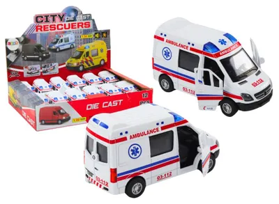 Produktbild von Leantoys Krankenwagen Krankenwagen 1:32 Offene Türen Licht Geräusche Fahren weiß