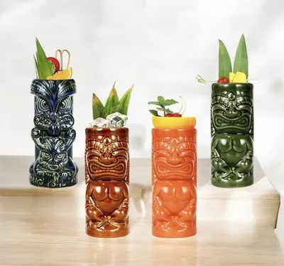 Produktbild von Famanu Tiki-Becher Handbemalt - 350 ml
