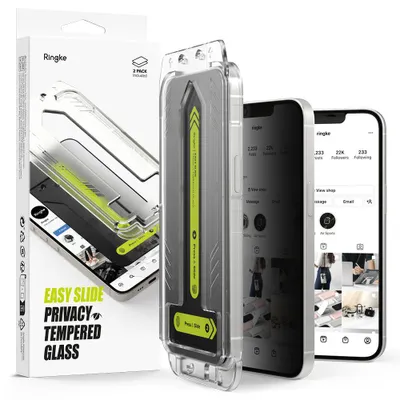 Zdjęcie produktu dla Szkło Prywatyzujące Ringke Easy Slide 2-Pack Iphone 13 / 13 Pro / 14 / 16E Privacy