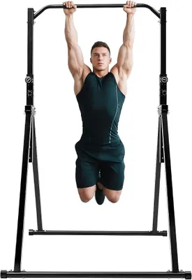 Imagen del producto de Barra de dominadas independiente, plegable, torre de ejercicios multifuncional, equipo de entrenamiento para el hogar, con altura ajustable, capacidad máxima de 200 kg