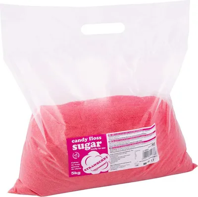 Obrázok produktu pre Farebná cukrová vata červená s príchuťou jahody 5kg