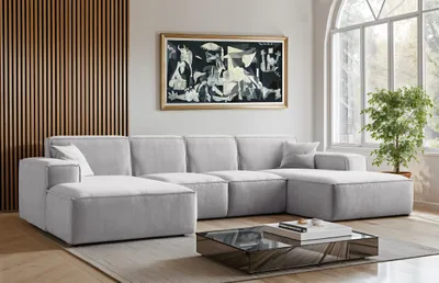 Produktbild von Kaiser Möbel Sofa U-Form Siena, U-förmiges Ecksofa, Stoff Salvador Hellgrau