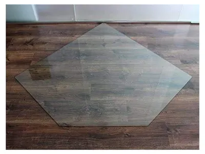 Produktbild von Fünfeckige Glasplatte 100x100cm - Funkenschutzplatte für Kamin und Ofen
