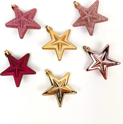 Produktbild von Weihnachtsbaumschmuck, Sterne aus Kunststoff, 6er-Set
