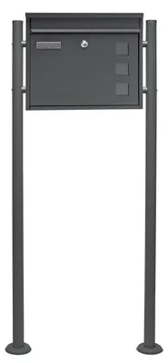 Briefkasten-Set V12 anthrazit, 50x15x120 cm, aus verzinktem Stahl