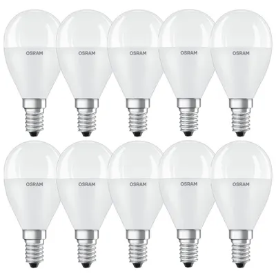 Produktbild von 10 x Osram LED Leuchtmittel Tropfen P45 8W = 60W E14 matt 806lm warmweiß 2700K