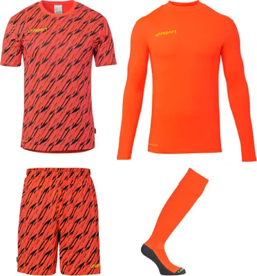Produktbild von Uhlsport Progressive Torwart Set - fluo rot/schwarz/fluo gel, Größe:S