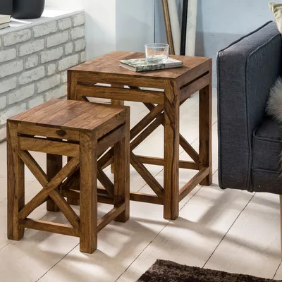 Produktbild von Beistelltische Tisch 2er Set BUDAK Sheesham Massivholz