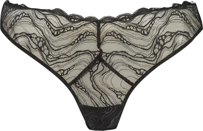 Produktbild von Eleganter Schwarzer Damen-Slip: Perforiertes Design mit Logo