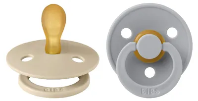 Produktbild von BIBS Colour Symmetrical Schnuller 2er Pack, BPA-frei Dummy-Schnuller, Symmetrischer Nippel. Naturkautschuk / Latex, Hergestellt in Dänemark. Größe 1 (0-6 Monate), Vanilla / Cloud