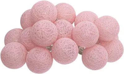 Zdjęcie produktu dla Światełko LED na baterie - 16 kulek - Jasnoróżowy - Długość 255 cm