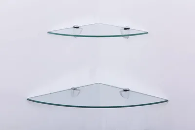 Produktbild von Glas-Eckregal - Wandregal für das Badezimmer - 1 Stück - Klar - Sicherheitsglas - 45 x 45 cm