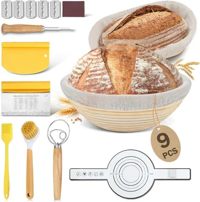 Obrázok produktu pre 9-dielna súprava na pečenie chleba, oválna a okrúhla, 25 cm a 23 cm