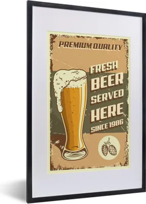 Produktbild von MuchoWow® MuchoWow® Gerahmtes Poster Mancave - Biergläser - Vintage - Zitate 40x60 cm - Poster mit zchwarzem Bilderrahmen - Poster in Rahmen