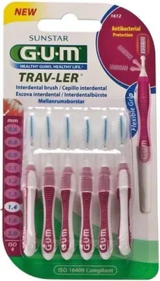 Image de Gum Trav-Ler 1,4mm bougie rose interdentaire+6 capuchons 6pcs