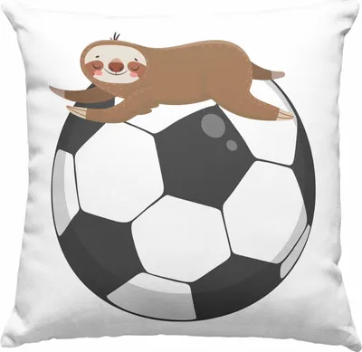 Produktbild von Trendation - Fussball Deko-Kissen mit Füllung 40x40 Geschenk Jungs Fußballer Geschenkidee Lustige Faultier Grafik (Grau)