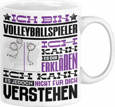 Produktbild von Volleyballspieler Geschenk Kaffee-Tasse Geschenkidee für Volleyballspieler Ich Bin Volleyballspieler Ich Kann Es Dir Erklären Jedoch Nicht Für Dich Verstehen Spruch Lustig (Weiß)