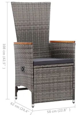 Produktbild von vidaXL Garten-Liegestühle 2 Stk. mit Auflagen Poly Rattan Grau