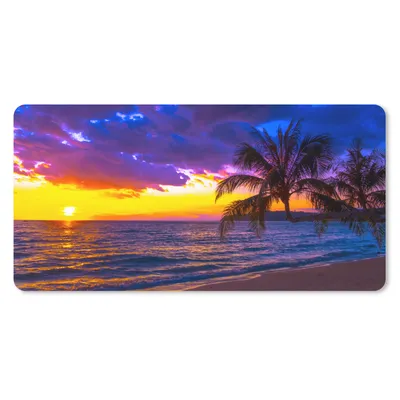 Produktbild von MuchoWow® Mauspad Mousepad Palme - Lila - Sonnenuntergang - Strand - Meer 60x30 cm - Mousepads - Maus Mat - Pad - Mausunterlage - Nachhaltig