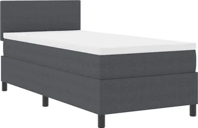 Produktbild von vidaXL Boxspringbett Dunkelgrau und Weiß 90 x 200 cm Cordstoff
