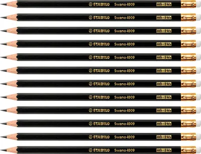 Produktbild von Bleistift mit Radiergummi - STABILO Swano in schwarz - 12er Pack -Härtegrad HB