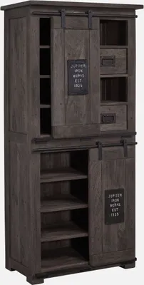 Image de MASSIVMOEBEL24 | Armoire 80x45 Manguier laqué Gris RAILWAY #217