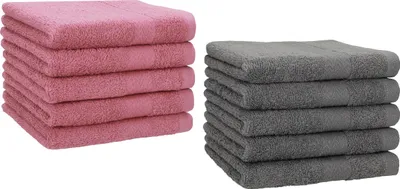 Produktbild von Betz 10 Stück Gästetücher 30x50 cm PREMIUM 100% Baumwolle Set  Farbe: altrosa und anthrazit