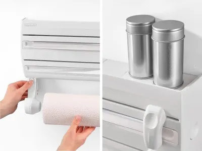 Produktbild von Foliehalter - Rollenhalter - Folienabschneider - Folienspender - Folie Halter - Folienhalter Küche