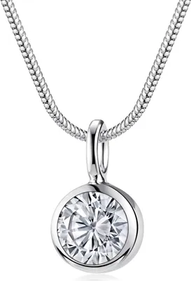 Produktbild von MATERIA by Matthias Wagner Zirkonia Kettenanhänger Silber 925 rhodiniert - Ø12mm Solitär Anhänger rund  #KA-222