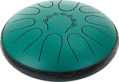 Immagine prodotto di Tamburo a lingua in acciaio, 16,5 cm, 11 note, tamburo della pioggia per giardini esterni, tamburi musicali in Re maggiore con libro di musica e bacchette, strumento a percussione per meditazione, yoga, educazione musicale per principianti, verde