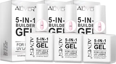 Produktbild von 5in1 Builder Gel Aufbaugel Nagelgel UV LED Nagelaufbau Modellage Pink 3x15ml