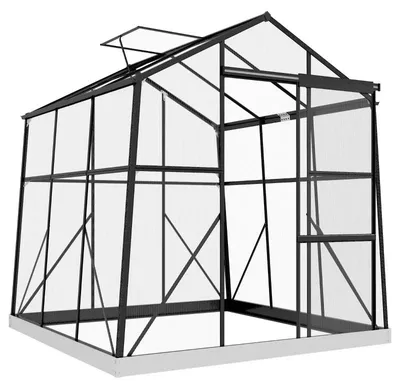 Immagine prodotto di Serra in policarbonato con porta scorrevole e lucernario | Colore: nero | Dimensioni: 192x192x204 cm