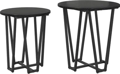 Produktbild von Beistelltisch-Set 2 pcs Schwarz Eichen-Optik