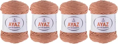 4 x 250g Strickgarn Büklüm Makrome Baumwollgarn beigerot