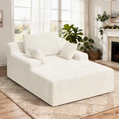 Produktbild von Aivermeil Multifunktionales All-in-One-Sofa modernes Schlafsofa aus Cord Relaxliege mit 2 Kissen geeignet, Wohn-und Schlafzimmer, 172x129x40cm, Beige