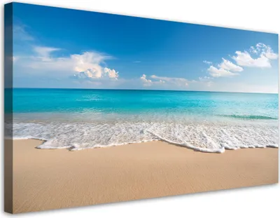 Immagine prodotto di Tela Blu Spiaggia Paesaggio marino 80x40 Feeby Blu quadro per la parete pronto per essere appeso