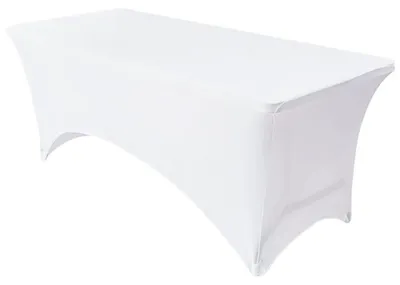 Spandex-Tischdecke 168x60 cm, weiß, elastisch, für Klapptische