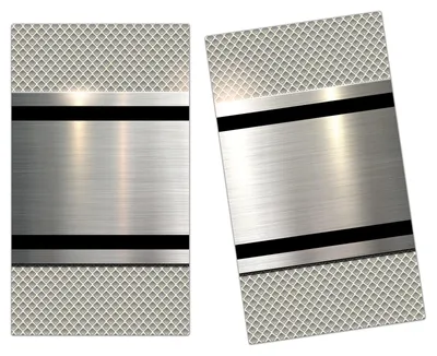 Produktbild von Spritzschutz Herdabdeckplatte Schneidebrett aus Glas Metall Textur 2-Teilig (60x52cm)