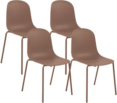 Produktbild von CLP 4er Set Stapelstühle Hardin mit Kunststoffsitzen und Metallgestellen terracotta, KI-generiertes Bild