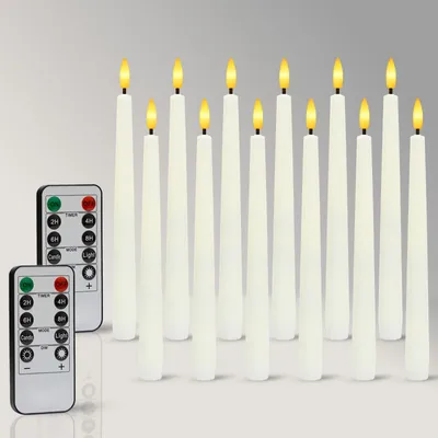 Produktbild von LED Weihnachten Kerzen LED Stabkerzen mit Fernbedienung,Flammenlose Tafelkerzen mit Timerfunktion,3D Docht,12er Set,LED Kerzen für Weihnachten