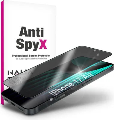 Produktbild von Privacy Glas "AntiSpyX" für Apple iPhone 17 Air - Anti-Spion Blickschutz / Display Schutzglas 9H / No Spy Tempered Glass / Case Friendly - Schwarz