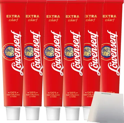 Produktbild von Löwensenf Extra scharf Senf 6er Pack (6x100ml Tube) + usy Block